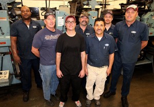 The team at the Sierra Vista Herald is: ( Pictured left to right) Jay Williams, Rhett Hartgrove, Jimmy Neves, Dean Kinney, Bernie Mendoza, Mike Ziegler, Dennis Marple, and mention to David Olthoff and Micah Gove, who left the Herald press crew during 2013.